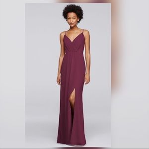 DAVID'S BRIDAL Long Bridesmaid Dress Wine Size 6